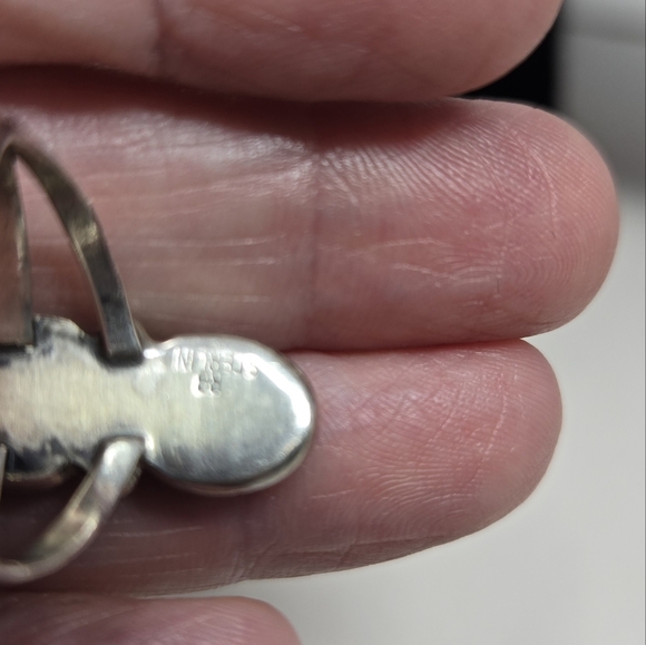 Vintage Native American Benson Boyd Sterling Silver Triple Turquoise Ring Sz 8 - Picture 7 of 8